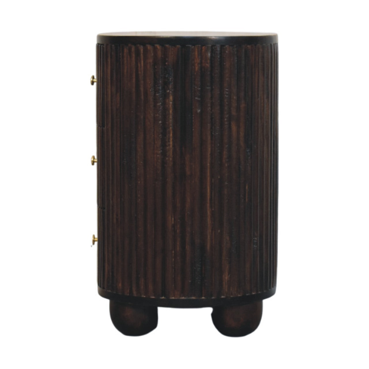 Solid Wood Curved Fluted 3-Drawer Drum Chest,3-Drawers
