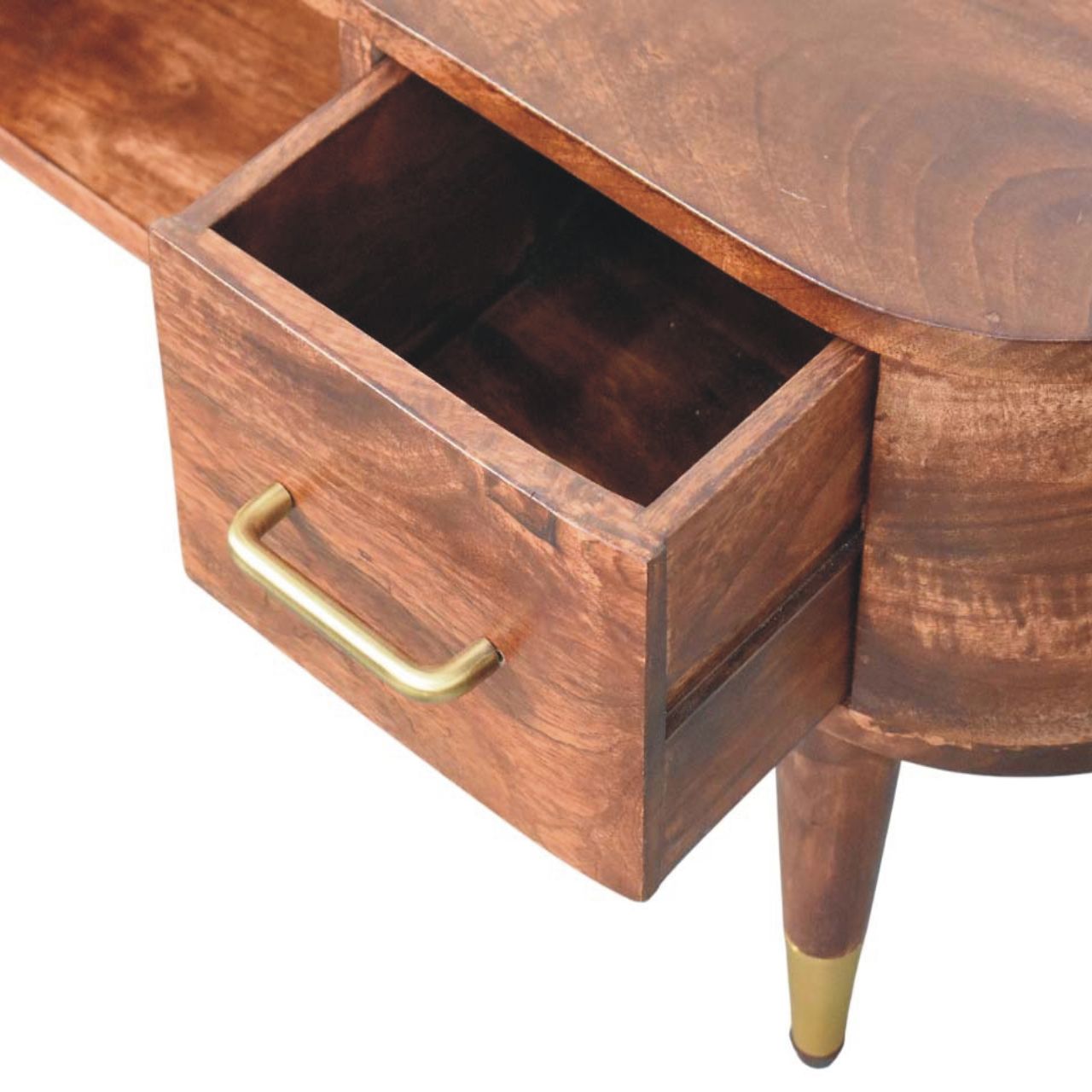 Solid Wood Two-Drawer Open-Slot Media Unit,Brown,1-Shelf