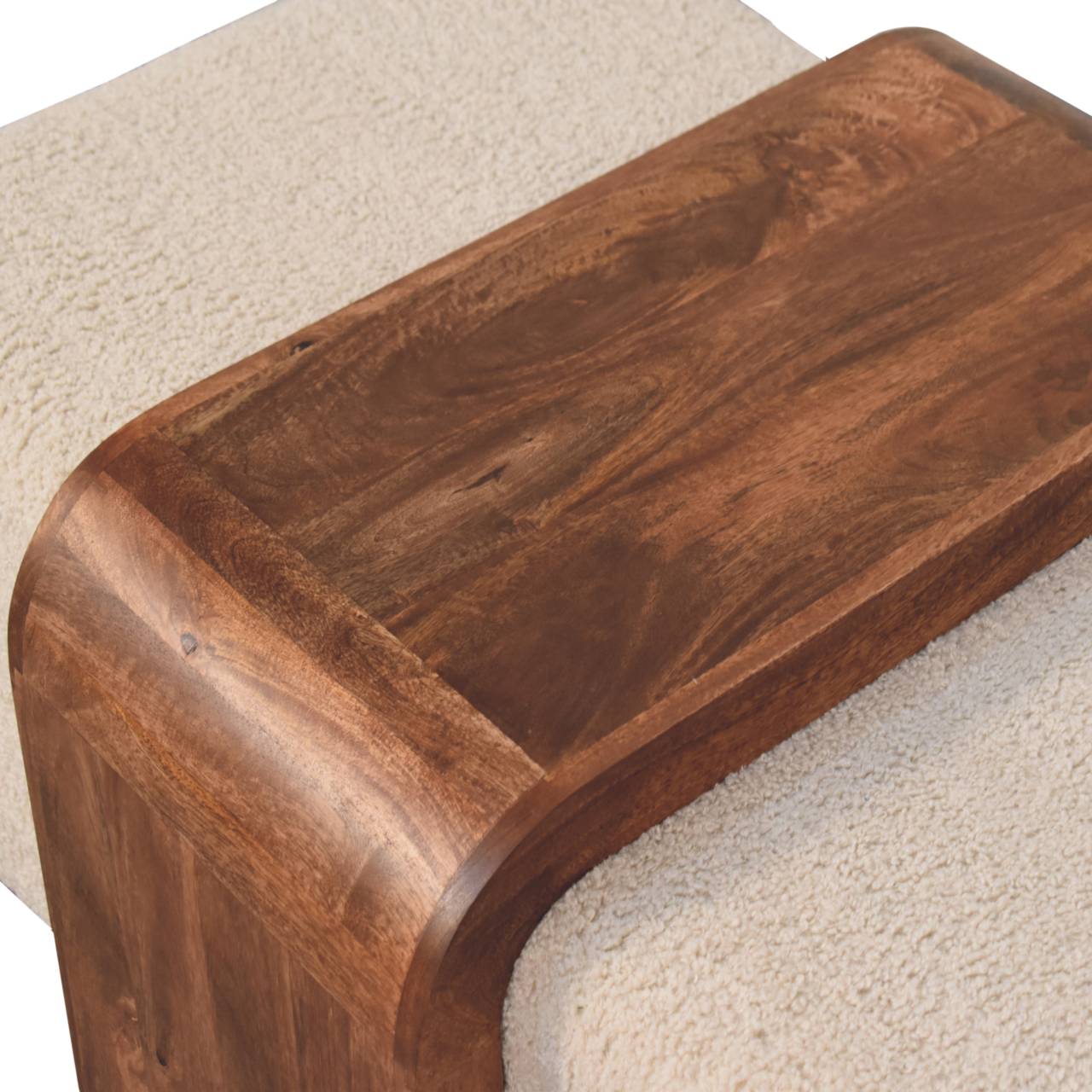 Solid Wood Arden Bench Duo,Boucle seats,Warm Tone