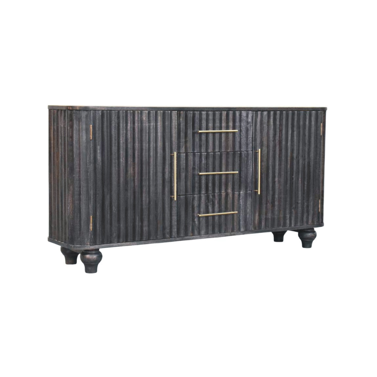 Solid Wood Savoy Sideboard,Grey,2-Doors, 3-Drawers