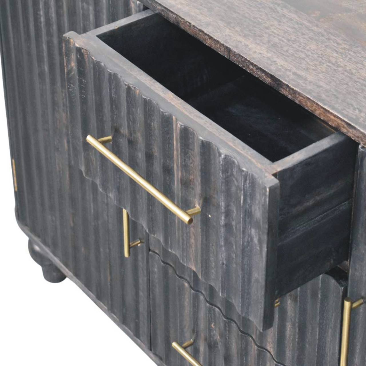 Solid Wood Savoy Sideboard,Grey,2-Doors, 3-Drawers
