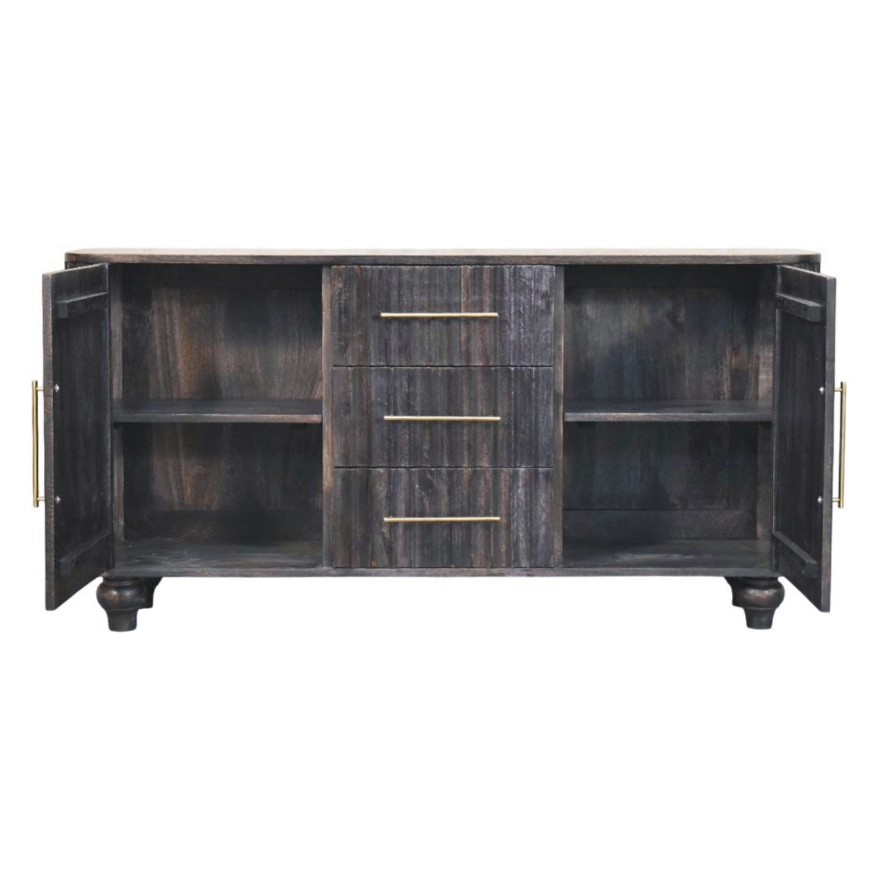 Solid Wood Savoy Sideboard,Grey,2-Doors, 3-Drawers