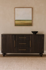 Solid Wood Savoy Sideboard,Grey,2-Doors, 3-Drawers