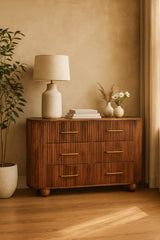 Solid Wood Ridgefront Chest – Roasted Almond,Brown,6-Drawers