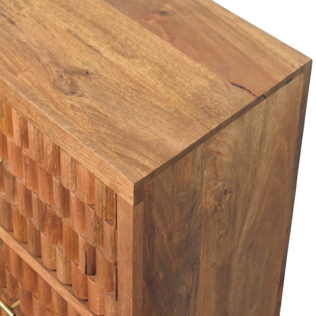Solid Wood Arno Chest – Teak,Brown,3-Drawers
