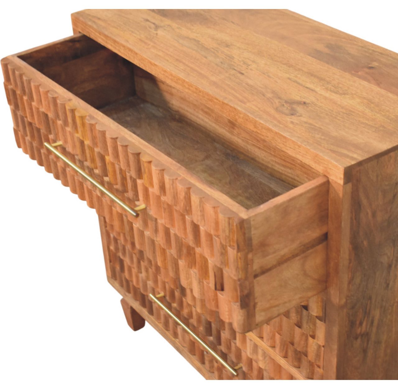 Solid Wood Arno Chest – Teak,Brown,3-Drawers