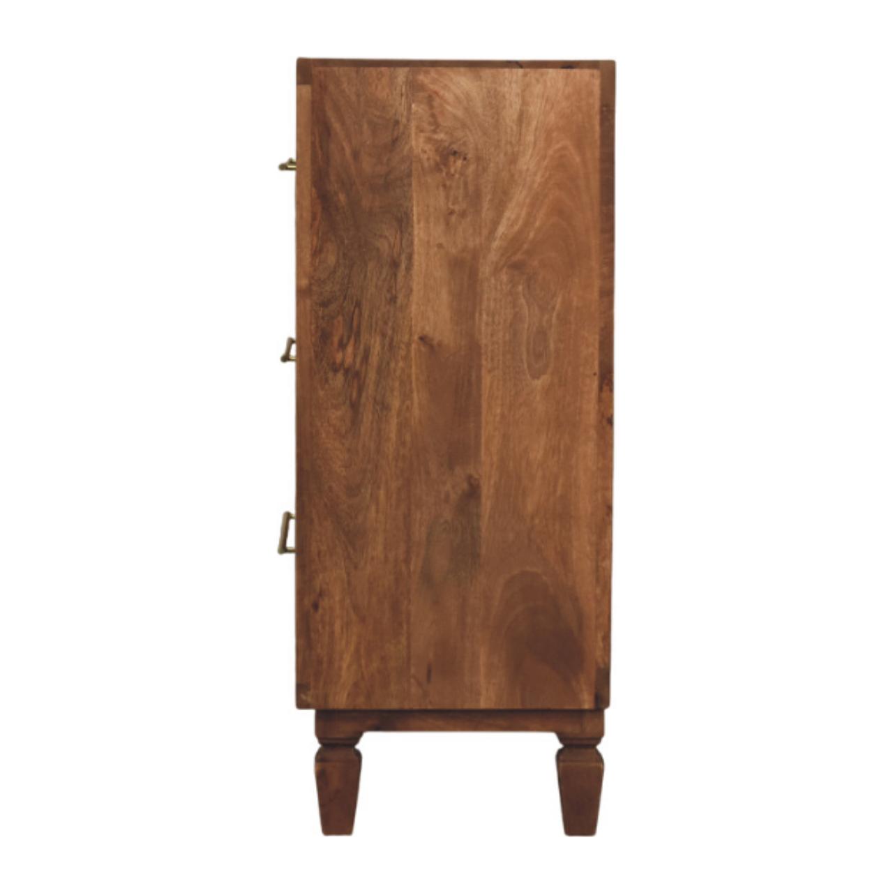 Solid Wood Arno Chest – Teak,Brown,3-Drawers