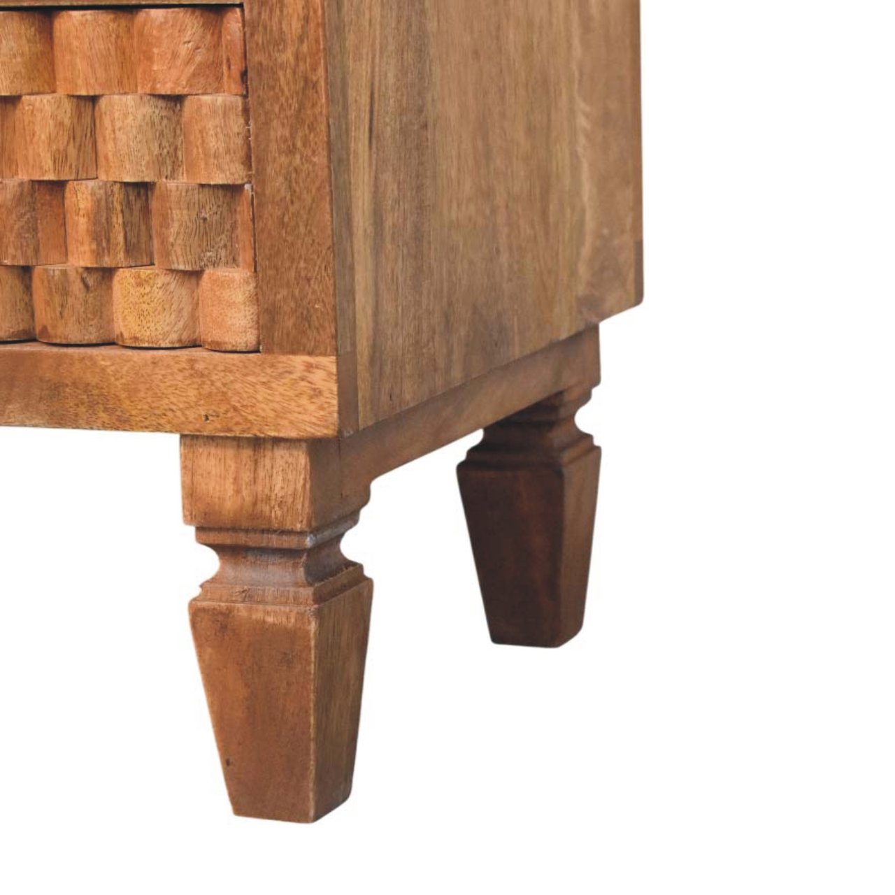 Solid Wood Arno Bedside in Golden Teak,Brown Patter,1-shelf,2-Drawers