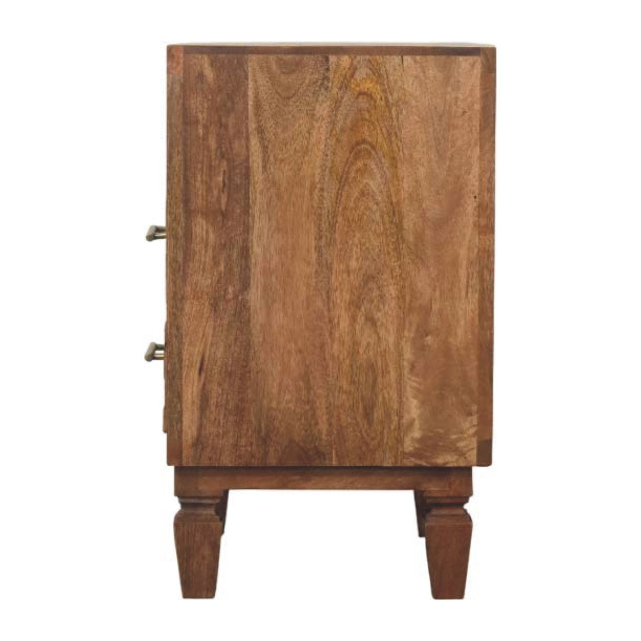 Solid Wood Arno Bedside in Golden Teak,Brown Patter,1-shelf,2-Drawers