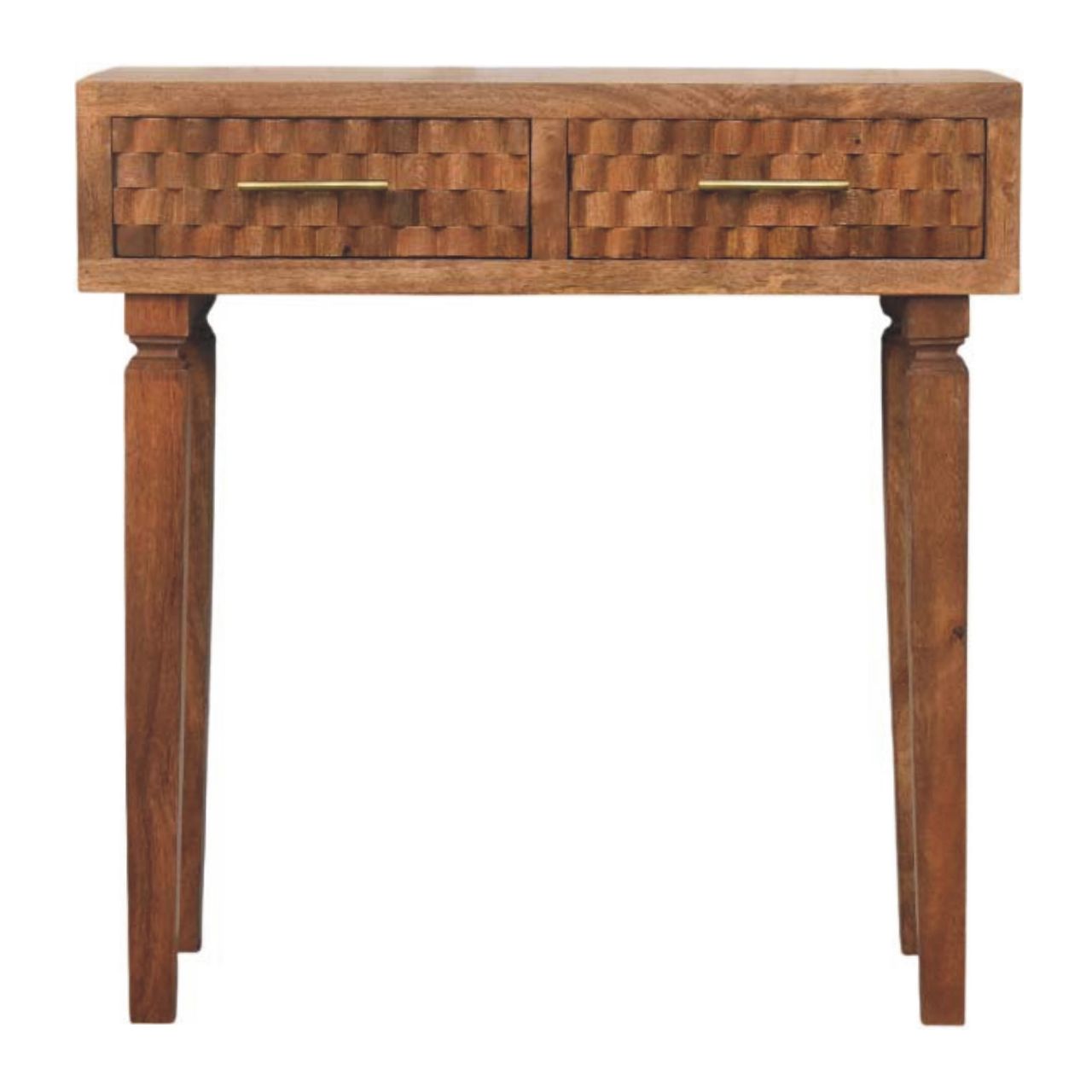 Solid Wood Arno Console Table in Golden Teak,Brown,2-Drawers
