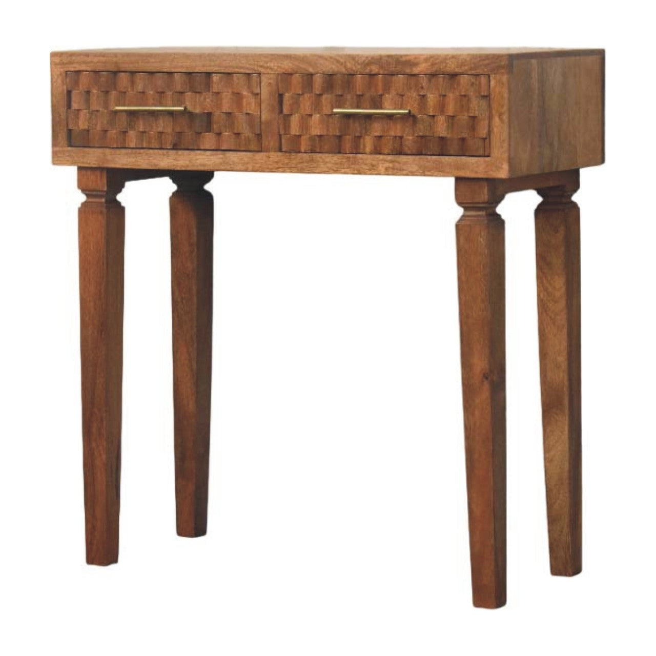 Solid Wood Arno Console Table in Golden Teak,Brown,2-Drawers