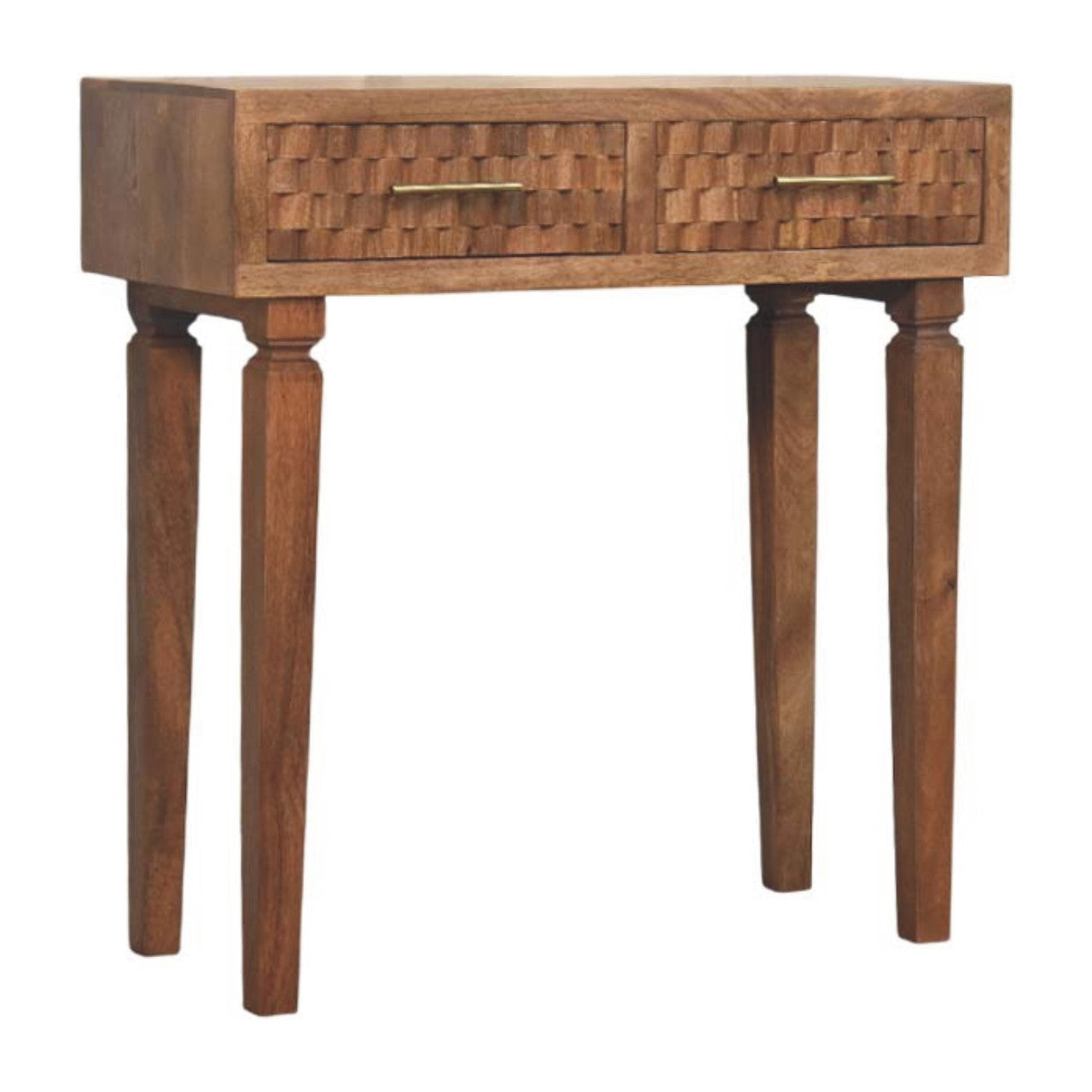 Solid Wood Arno Console Table in Golden Teak,Brown,2-Drawers