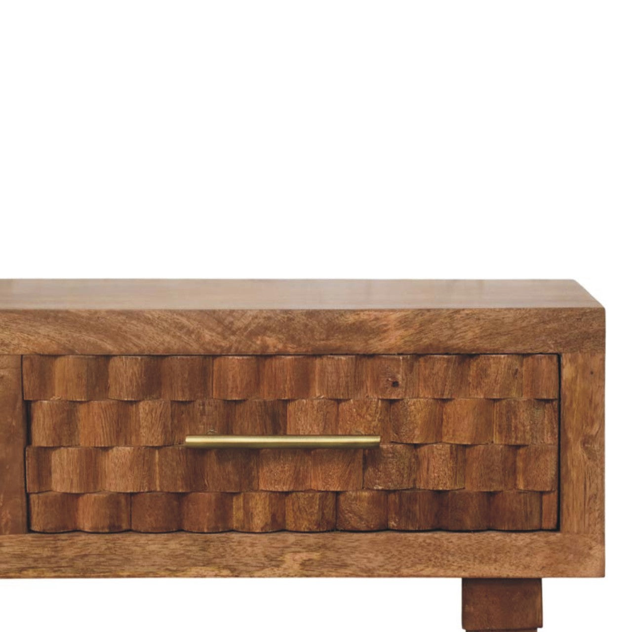 Solid Wood Arno Console Table in Golden Teak,Brown,2-Drawers