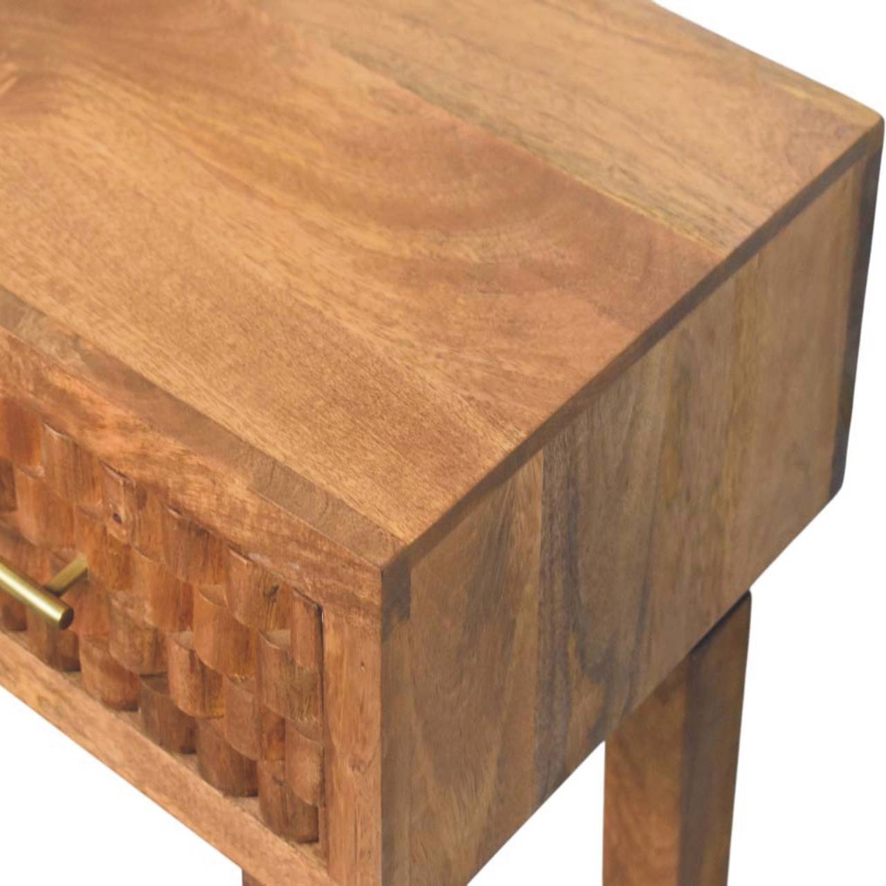 Solid Wood Arno Console Table in Golden Teak,Brown,2-Drawers