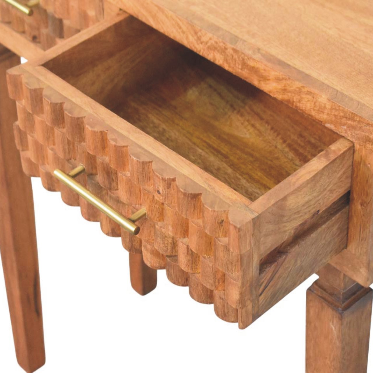 Solid Wood Arno Console Table in Golden Teak,Brown,2-Drawers