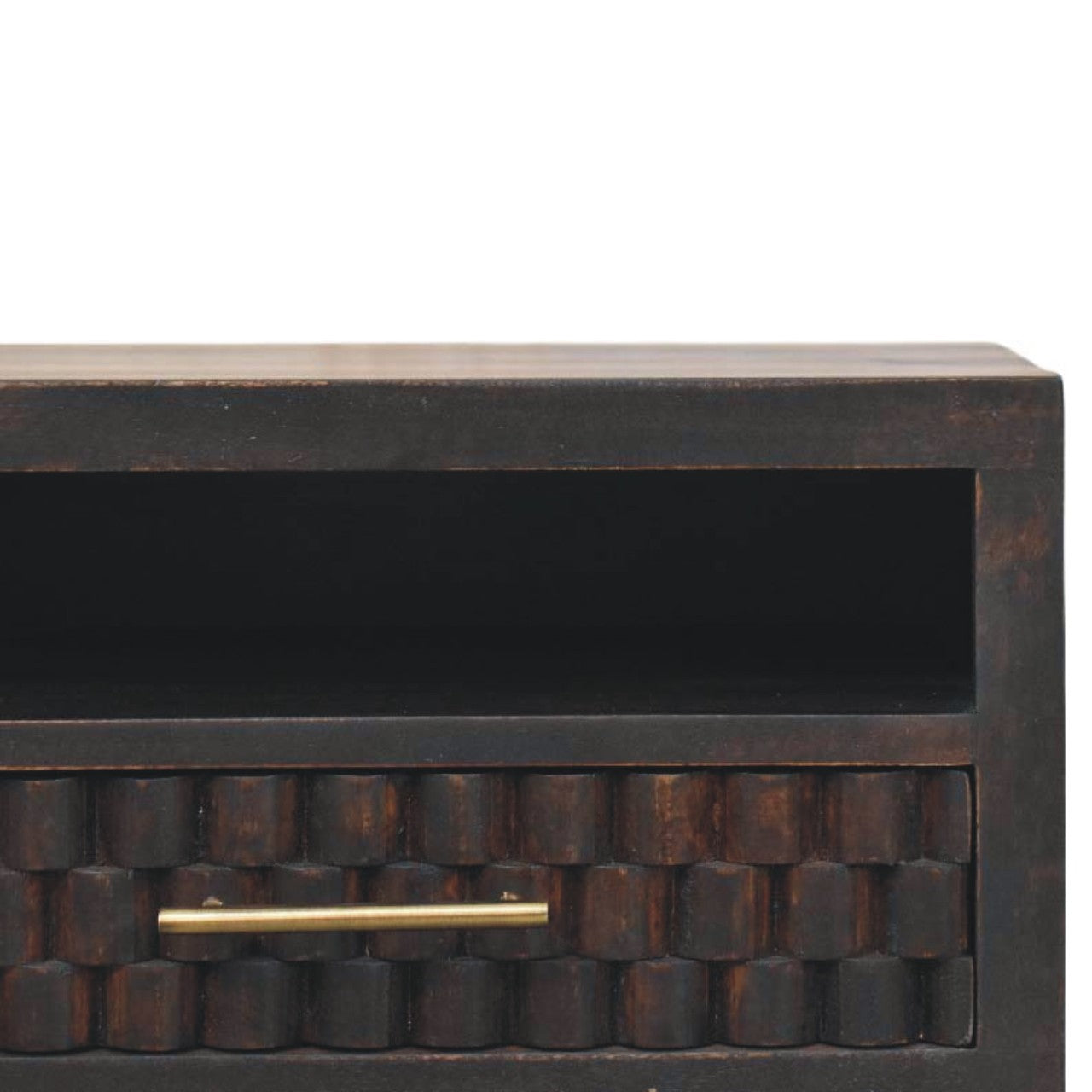 Solid Wood Arno Wall-Mounted Nightstand,Black,1-Shelf,1-Drawers