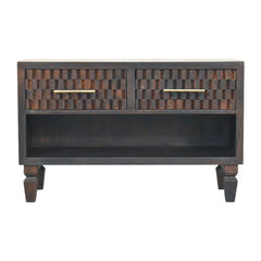 Solid Wood Arno Shoe Storage Unit,Black,2-Drawers,1-Shelf