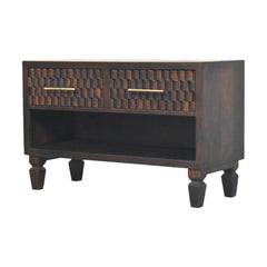 Solid Wood Arno Shoe Storage Unit,Black,2-Drawers,1-Shelf