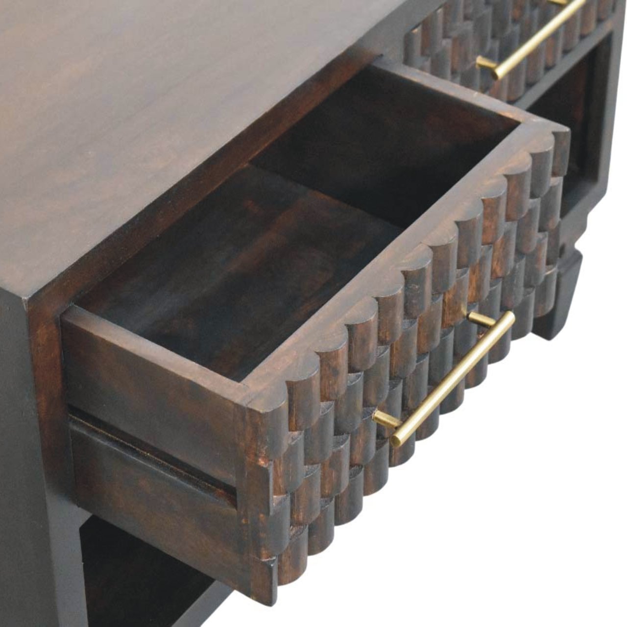 Solid Wood Arno Shoe Storage Unit,Black,2-Drawers,1-Shelf