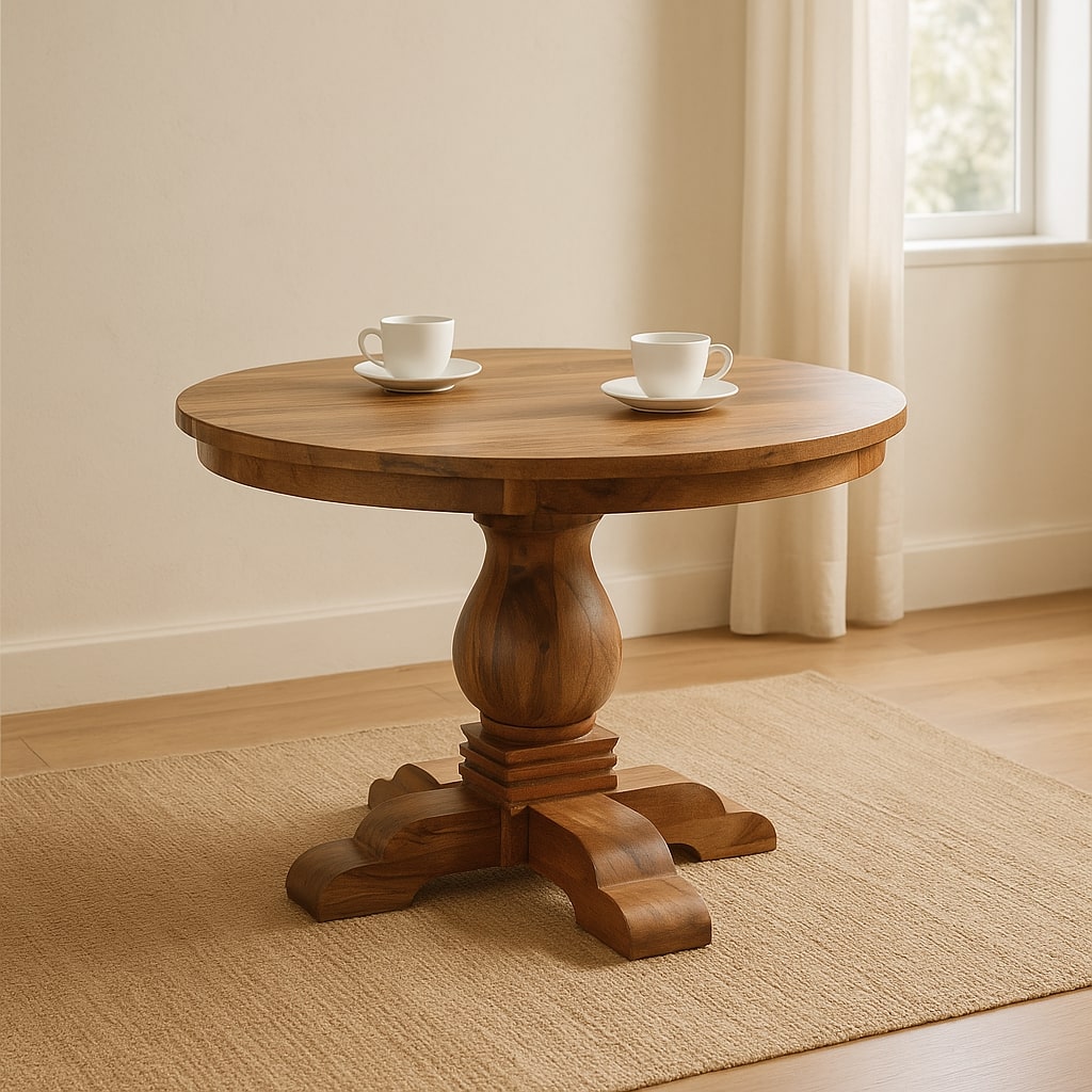 Solid Wood Valentina Round Dining Table Light Brown