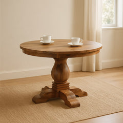 Solid Wood Valentina Round Dining Table Light Brown