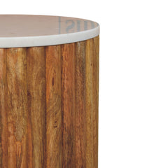 Artisan Furniture Solid Wood Fluted Marble Side Table