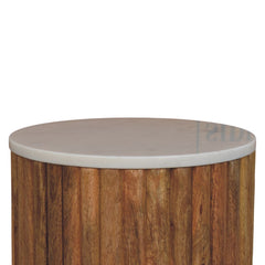 Artisan Furniture Solid Wood Fluted Marble Side Table