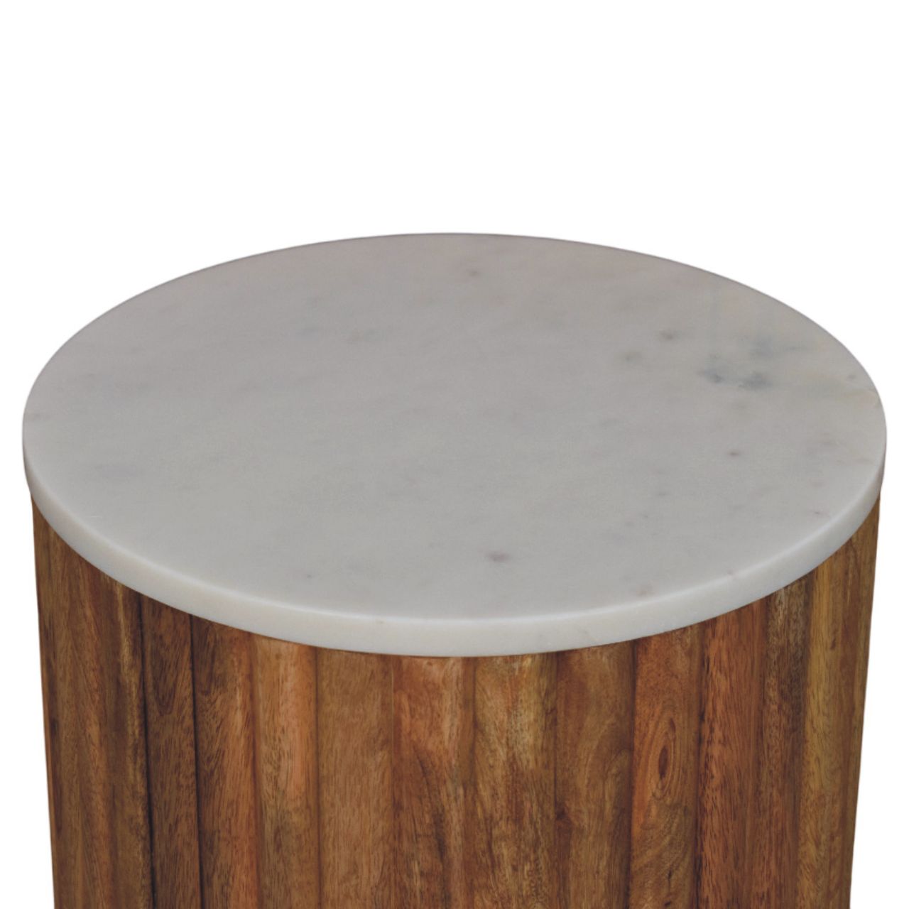 Artisan Furniture Solid Wood Fluted Marble Side Table