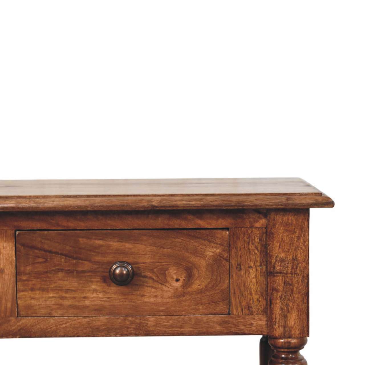 Solid Wood Turned Leg Side Table with Shelves