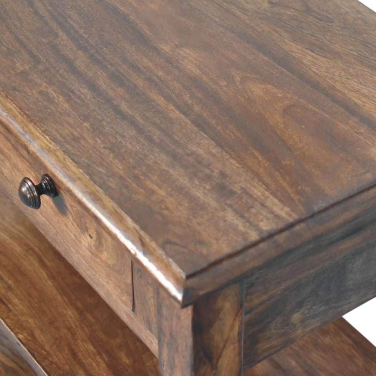 Solid Wood Turned Leg Side Table with Shelves