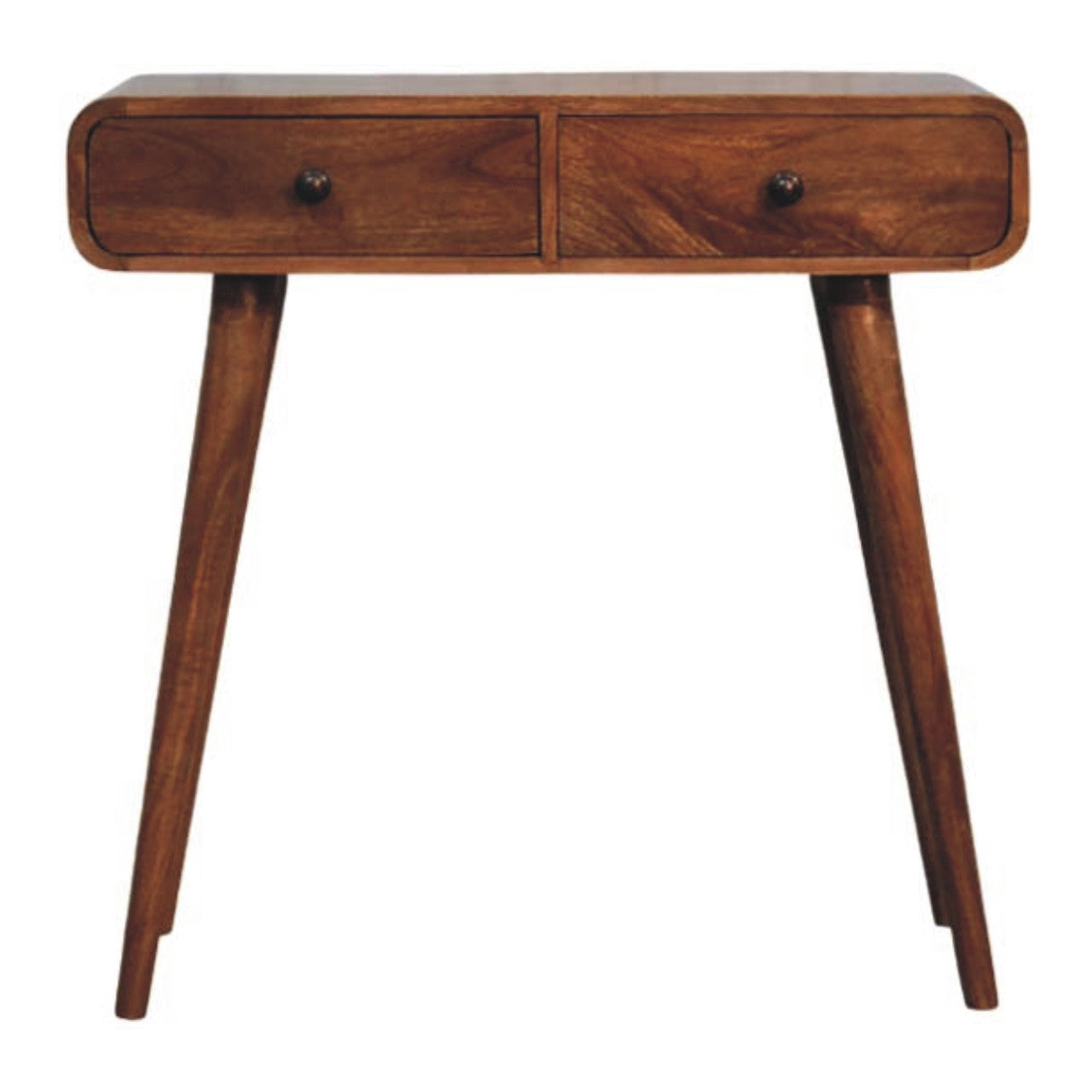 Solid Wood Curved Two Drawer Console Table