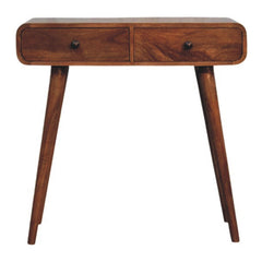 Solid Wood Curved Two Drawer Console Table