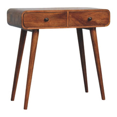 Solid Wood Curved Two Drawer Console Table