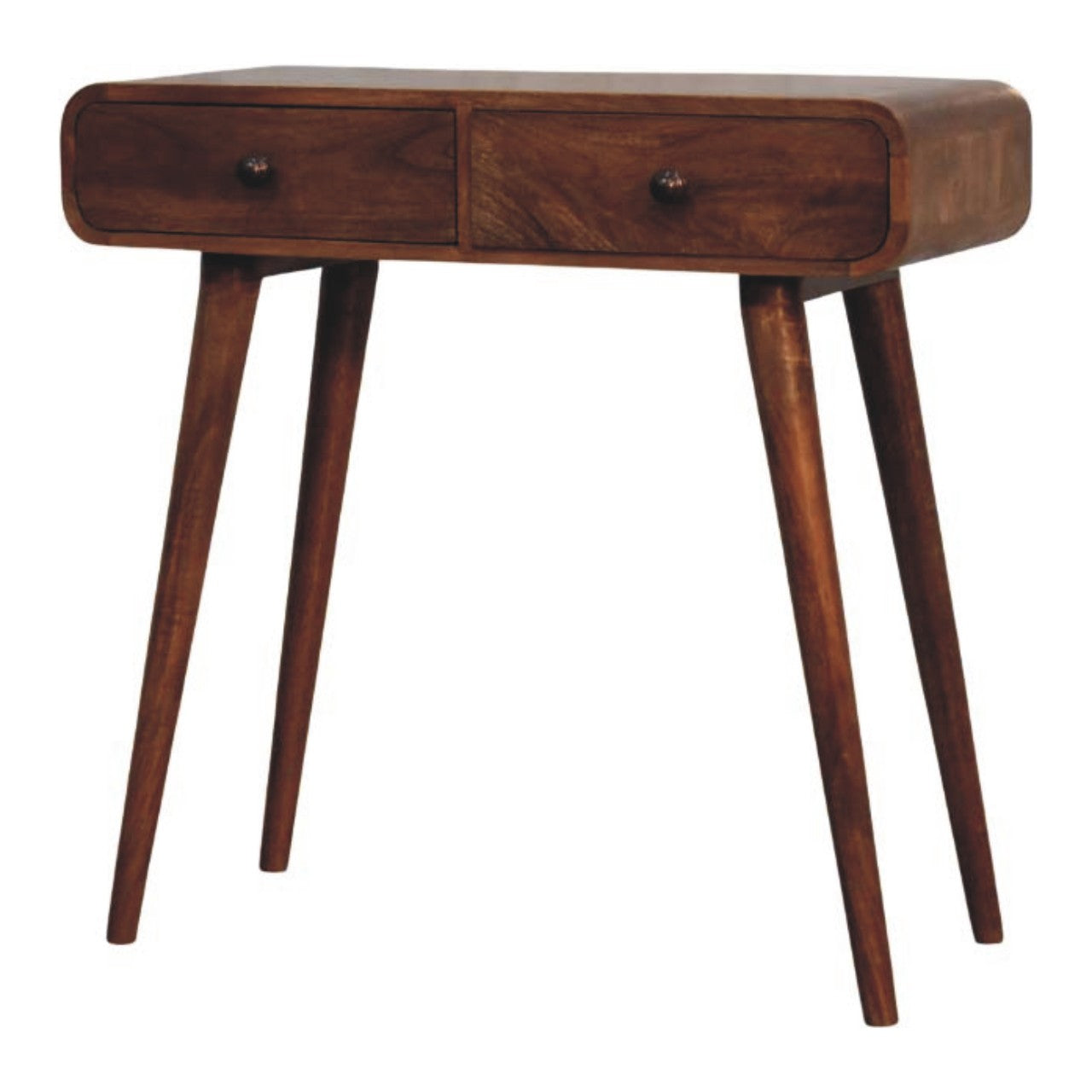 Solid Wood Curved Two Drawer Console Table