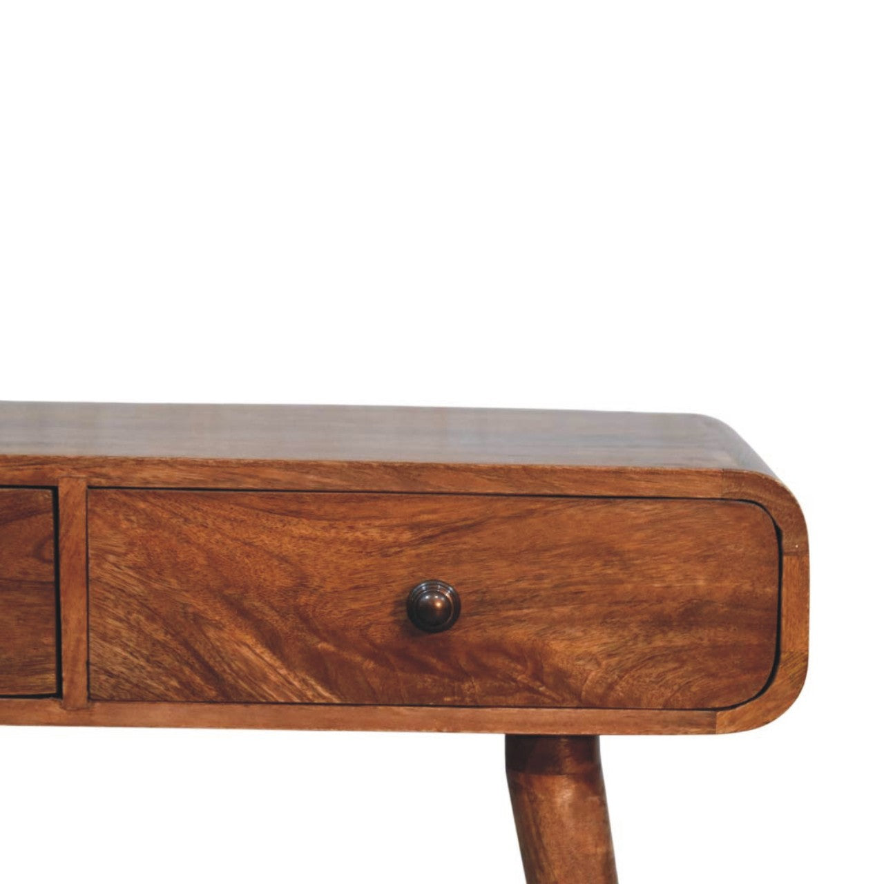 Solid Wood Curved Two Drawer Console Table