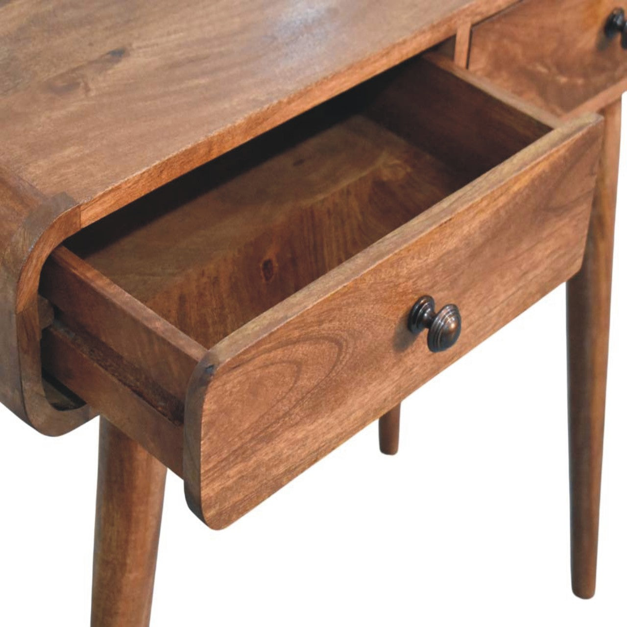 Solid Wood Curved Two Drawer Console Table