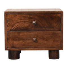 Solid Mango Wood California Walnut Two Drawer Bedside