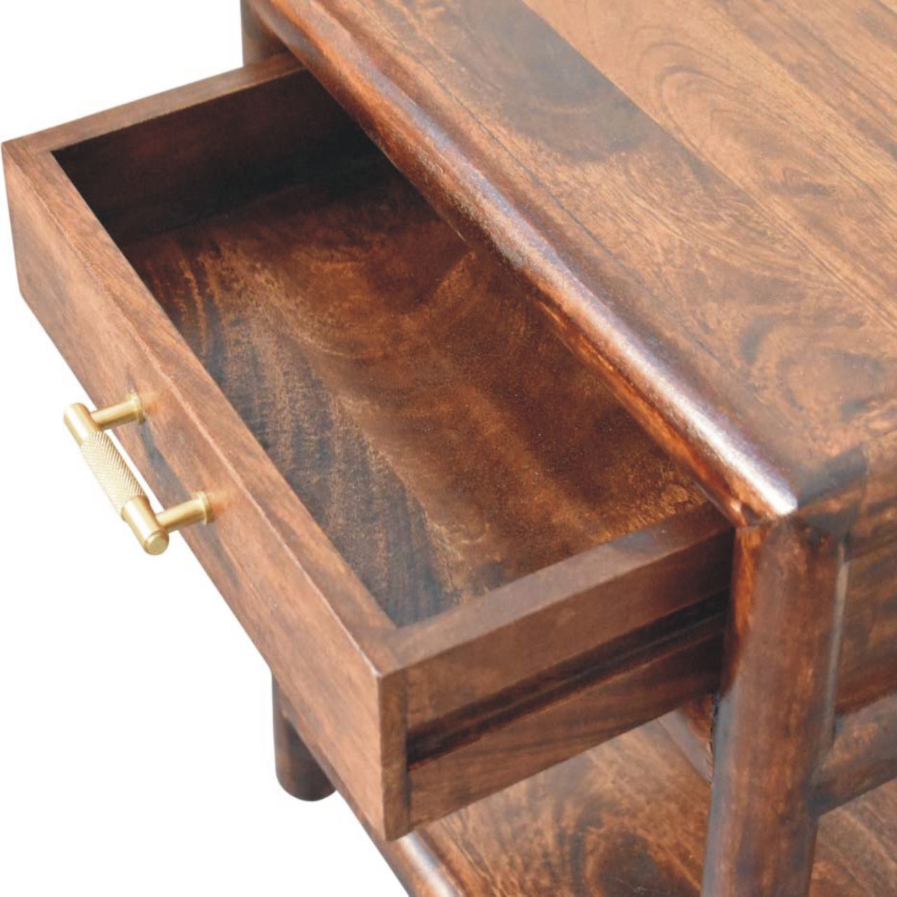 Solid mango wood California Walnut Open Bedside