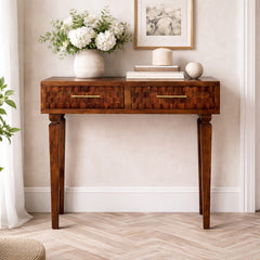 Solid Wood Cadiz Textured Console Table