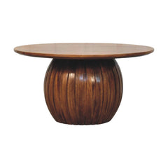 Solid Wood Round Fluted Coffee Table