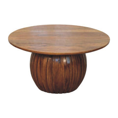 Solid Wood Round Fluted Coffee Table