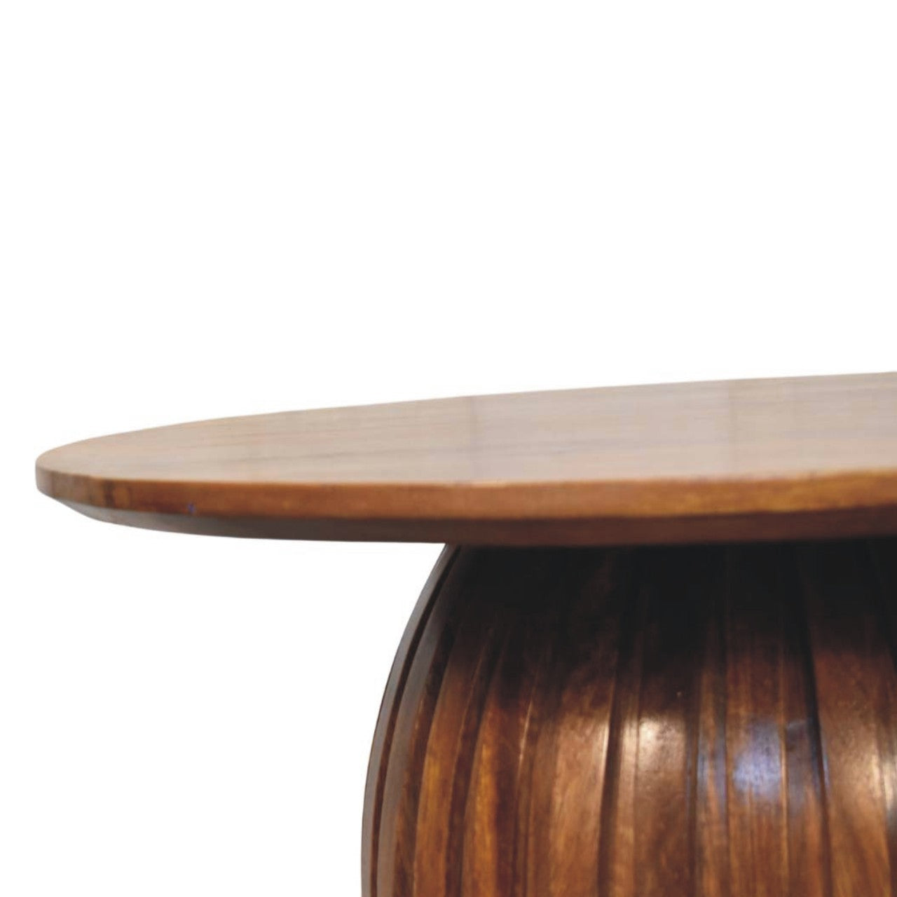 Solid Wood Round Fluted Coffee Table