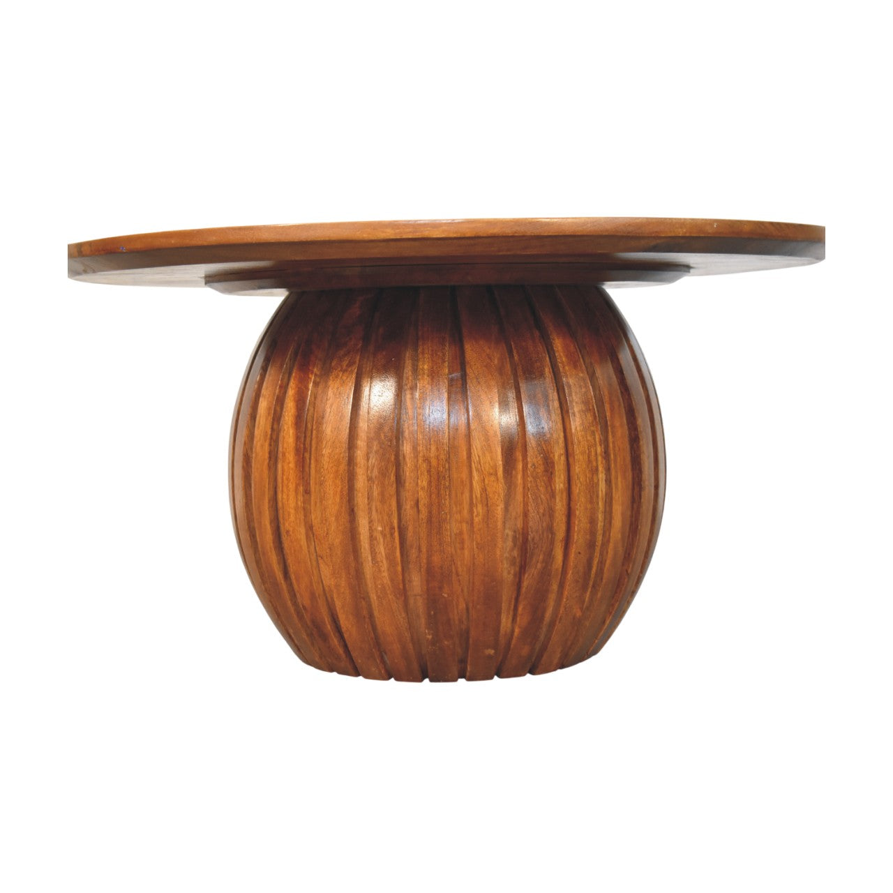 Solid Wood Round Fluted Coffee Table