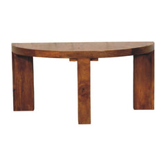 Solid Wood Amber Oak Half Moon Coffee Table