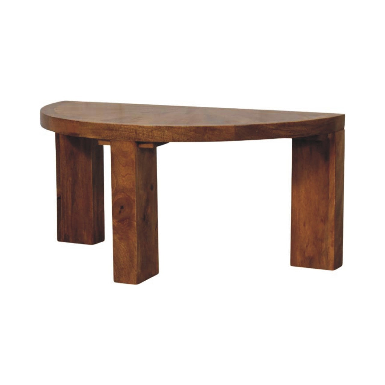 Solid Wood Amber Oak Half Moon Coffee Table