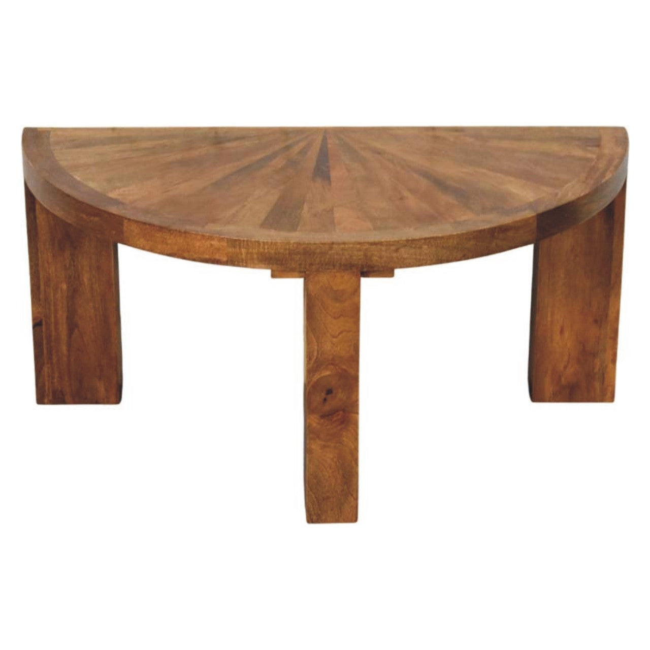 Solid Wood Amber Oak Half Moon Coffee Table