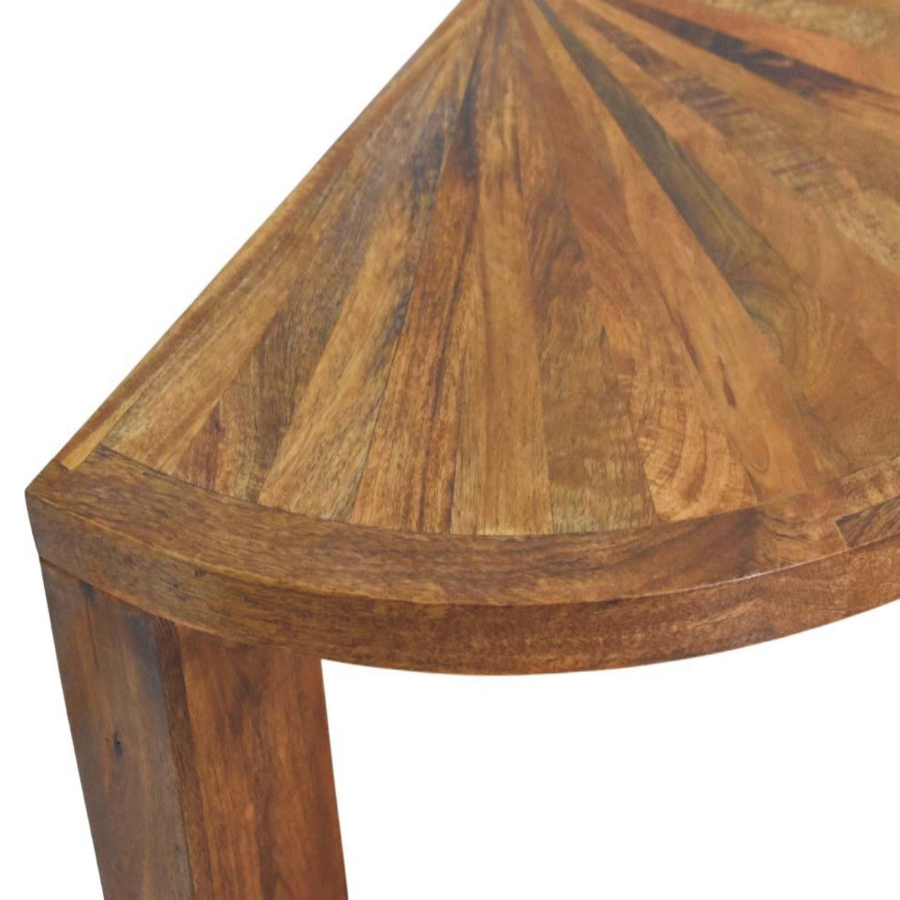Solid Wood Amber Oak Half Moon Coffee Table