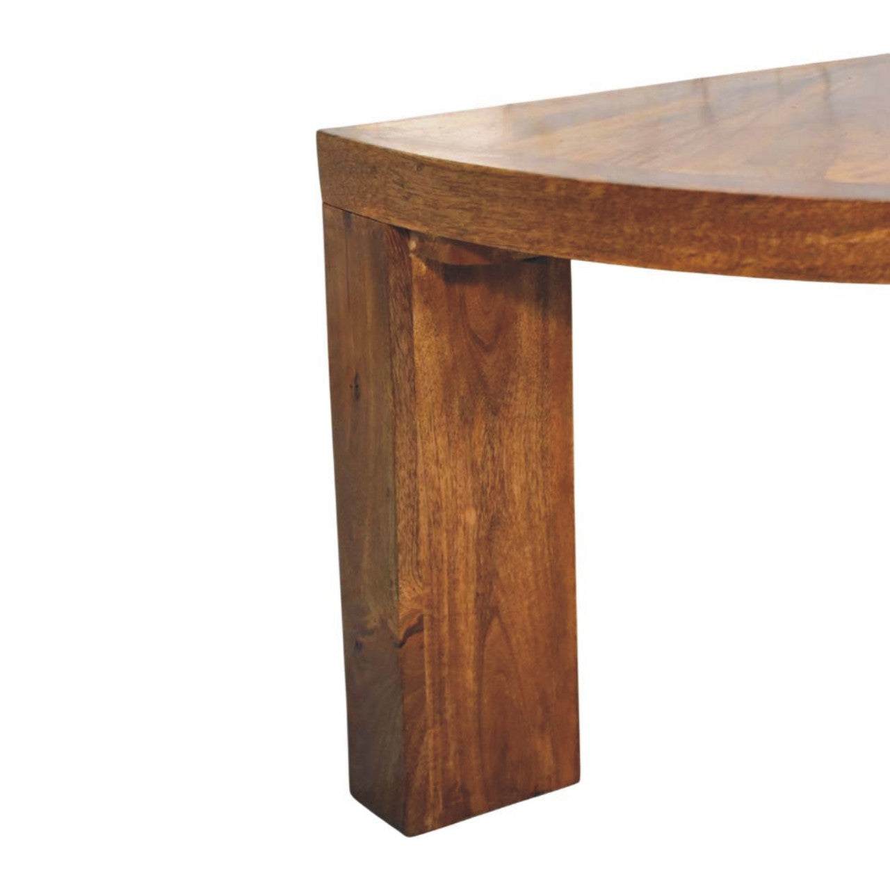 Solid Wood Amber Oak Half Moon Coffee Table