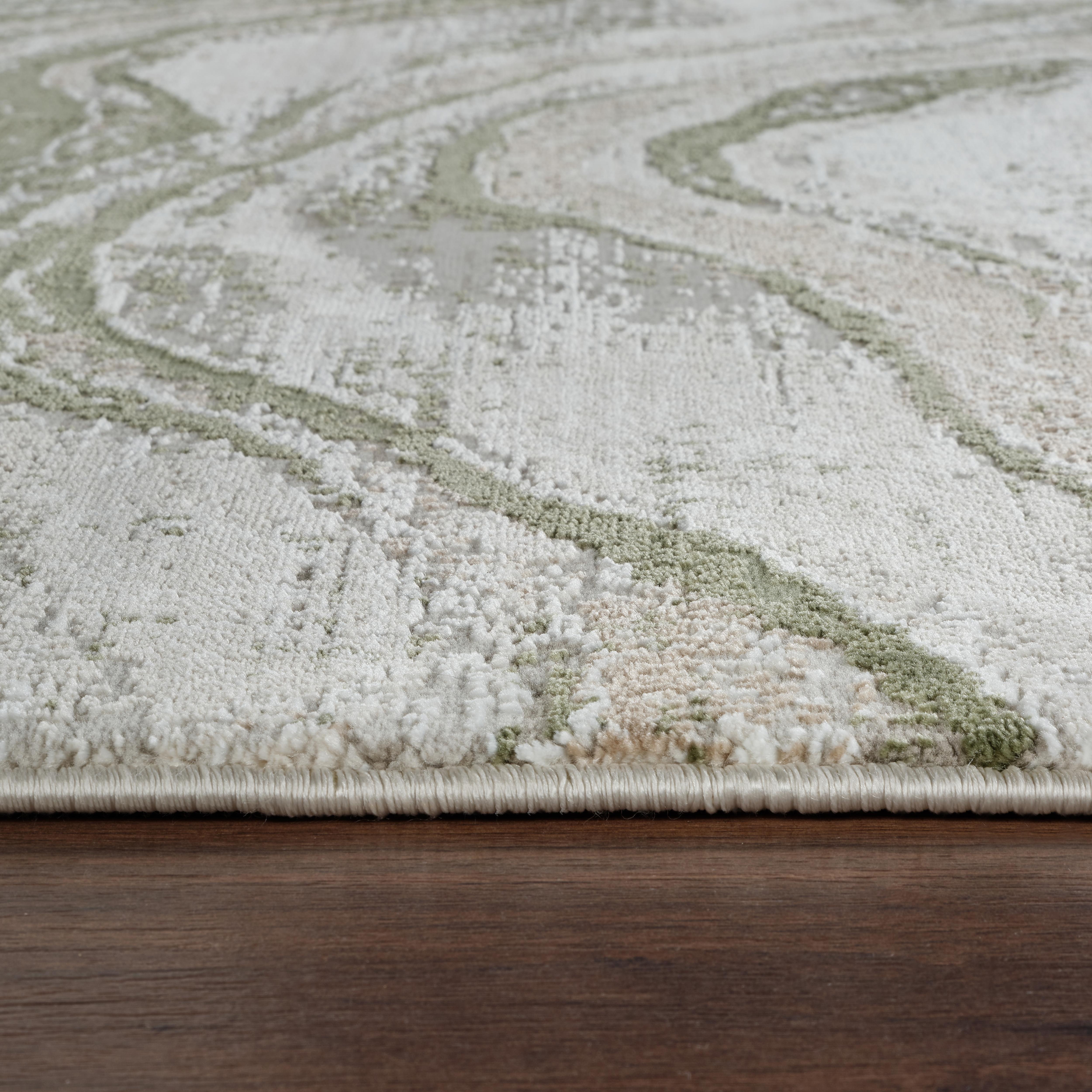 Merry MR108A Cream Green area rug detail image