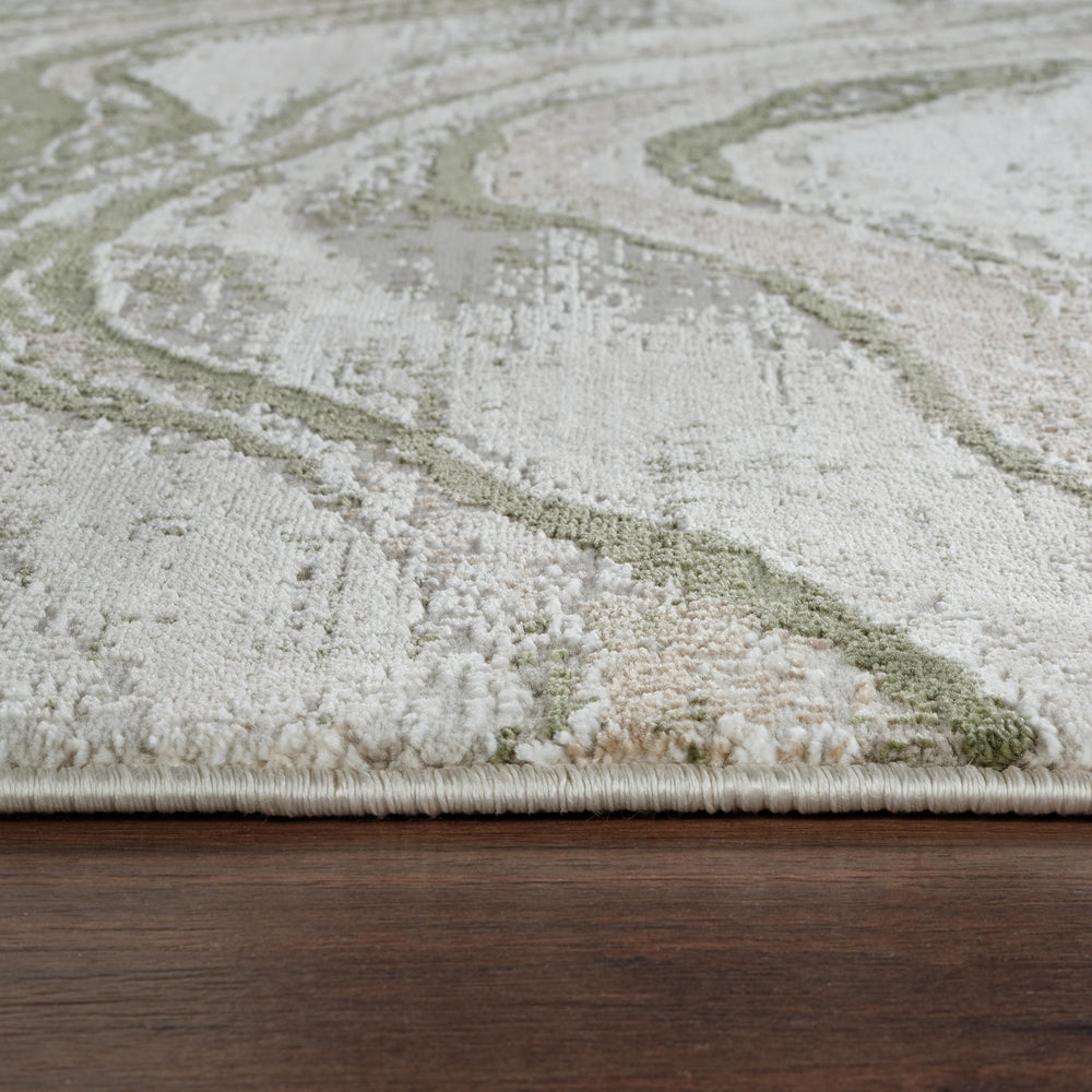 Merry MR108A Cream Green area rug detail image